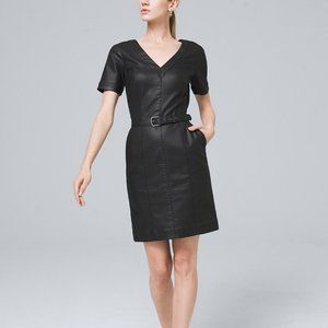 NWT WHBM Belted Coated Denim Dress Black 8